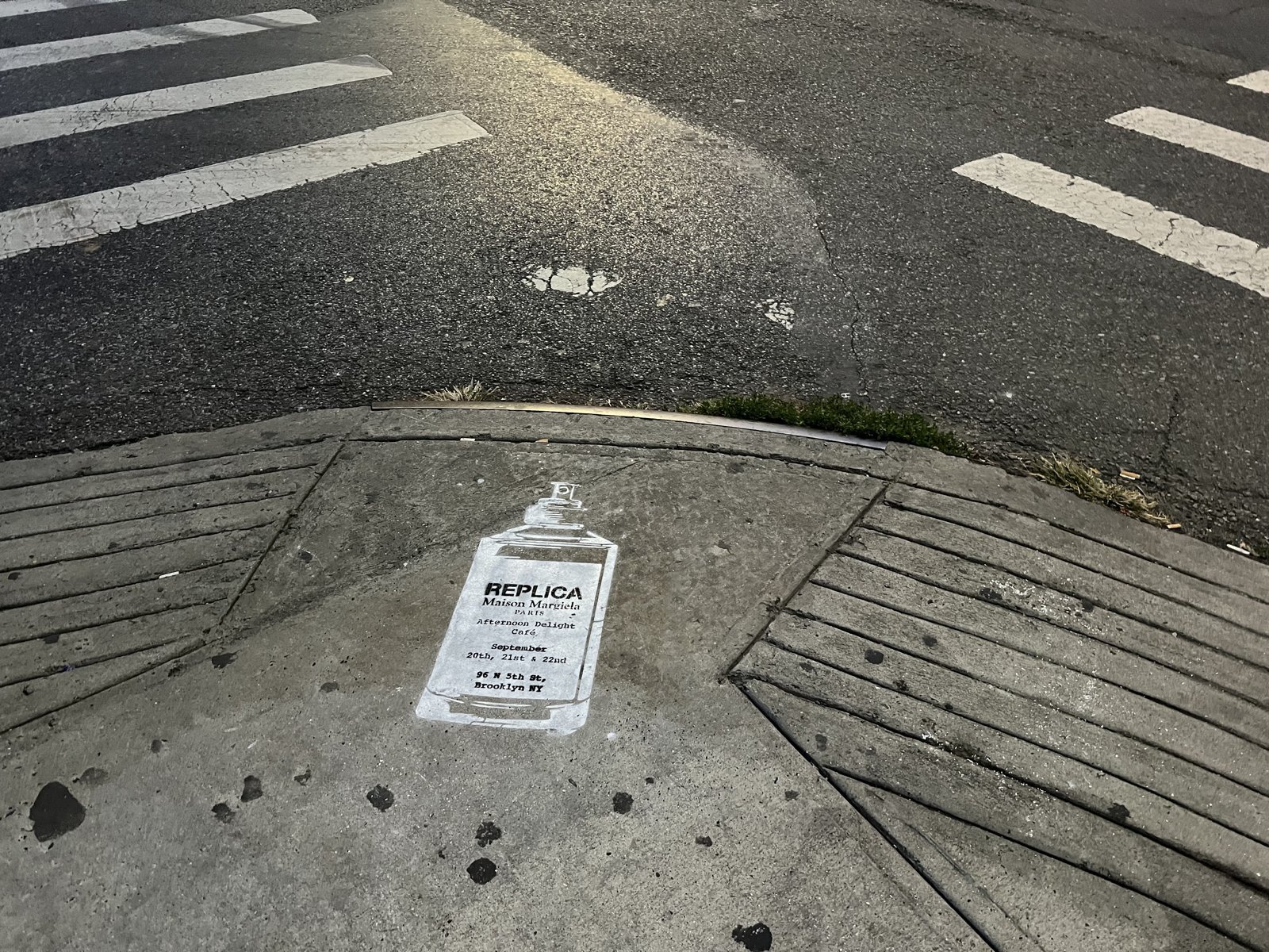 Maison Margiela REPLICA chalk stencil on a Brooklyn sidewalk