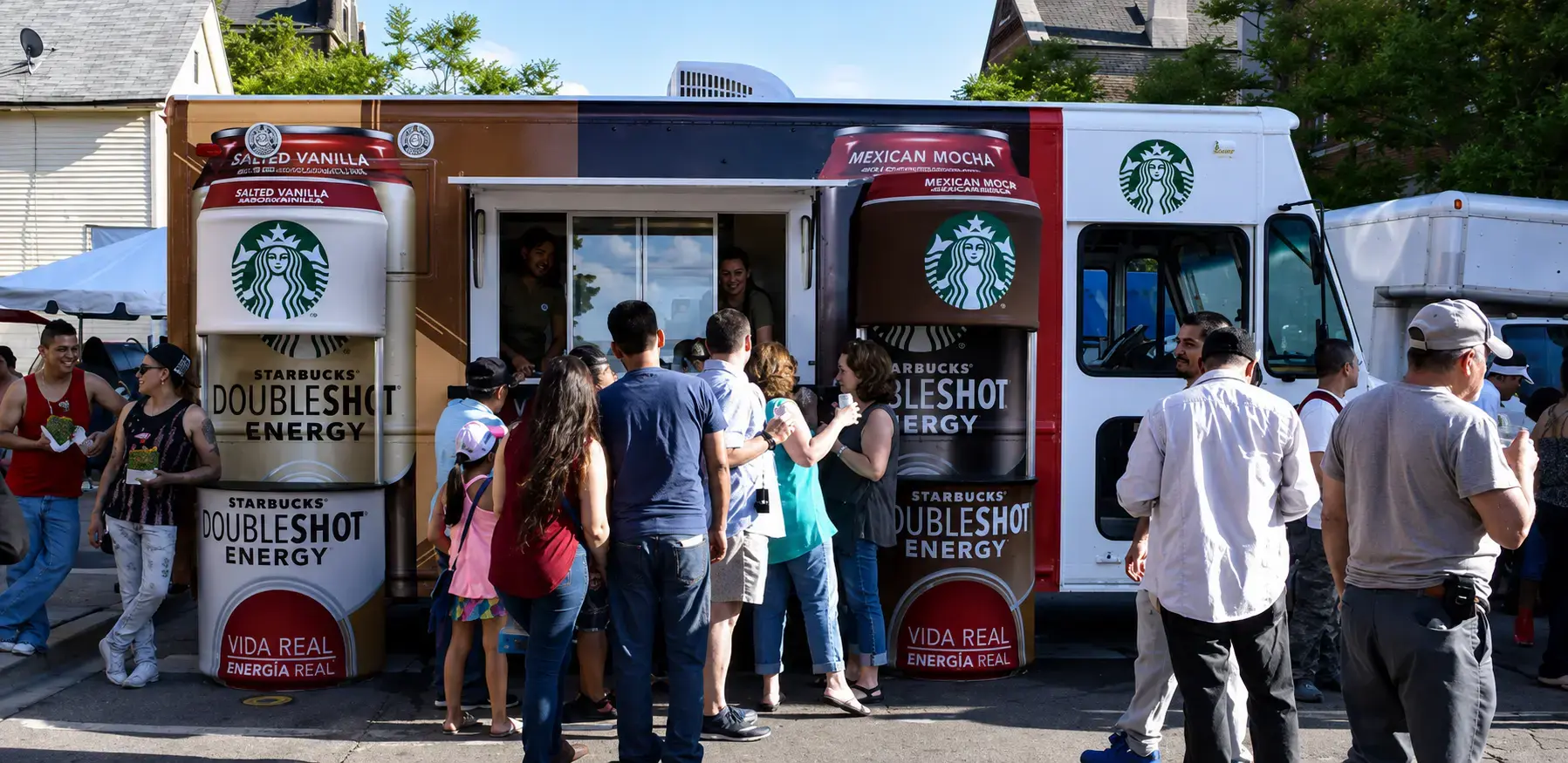 Starbucks Doubleshot sampling truck with giant can fabrications